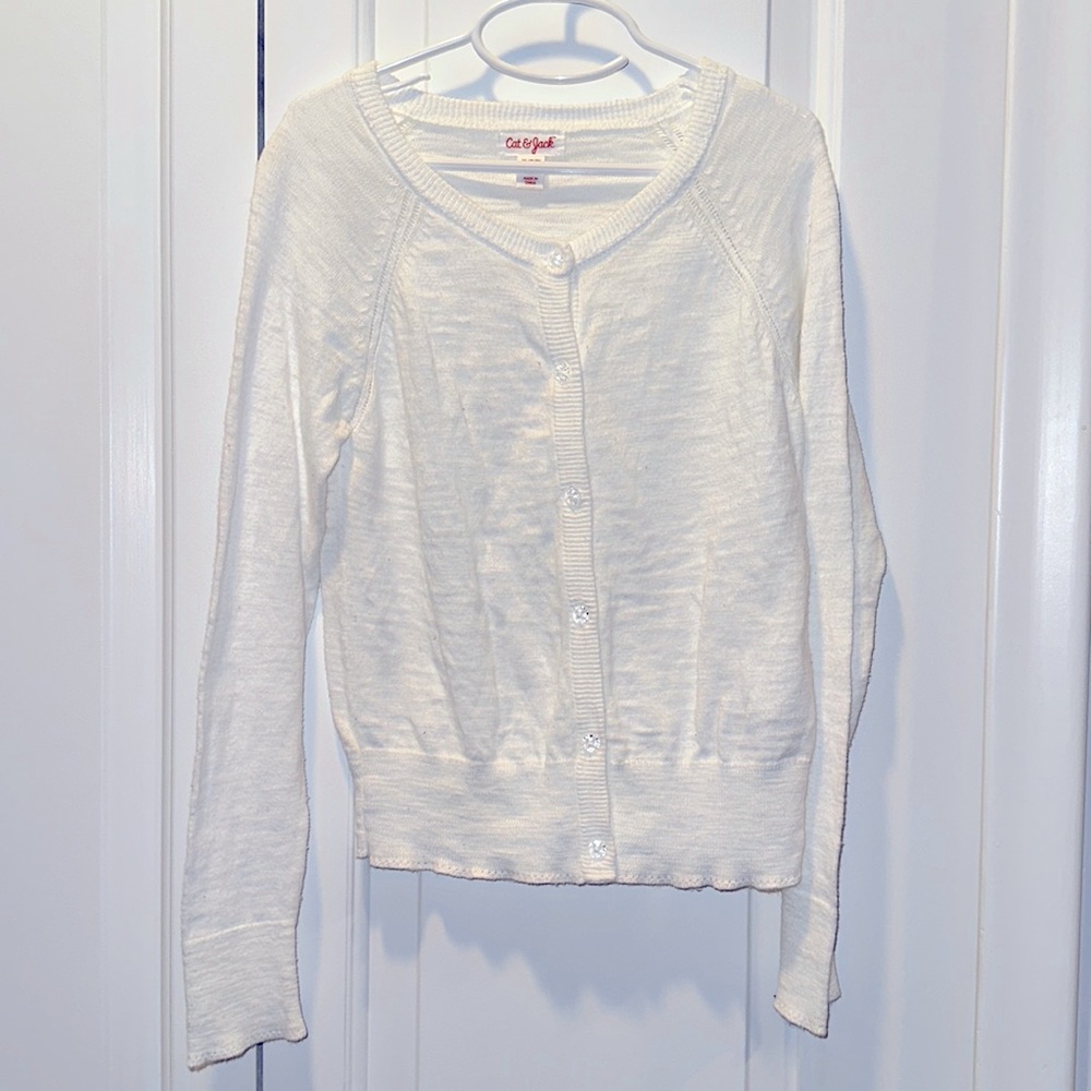 Cat & Jack White Cardigan size Medium (7/8)